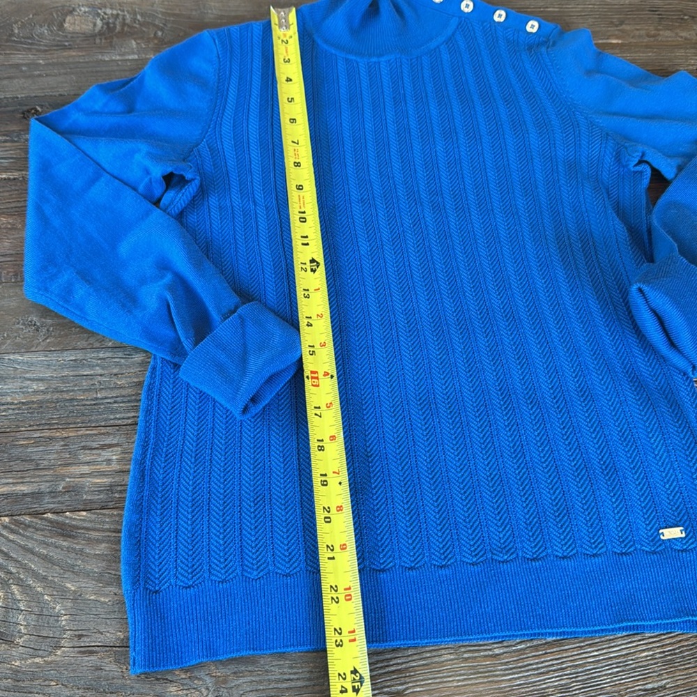 Tommy Hilfiger royal blue high neck shoulder buttoned sweater NWT size Small - Picture 7 of 10